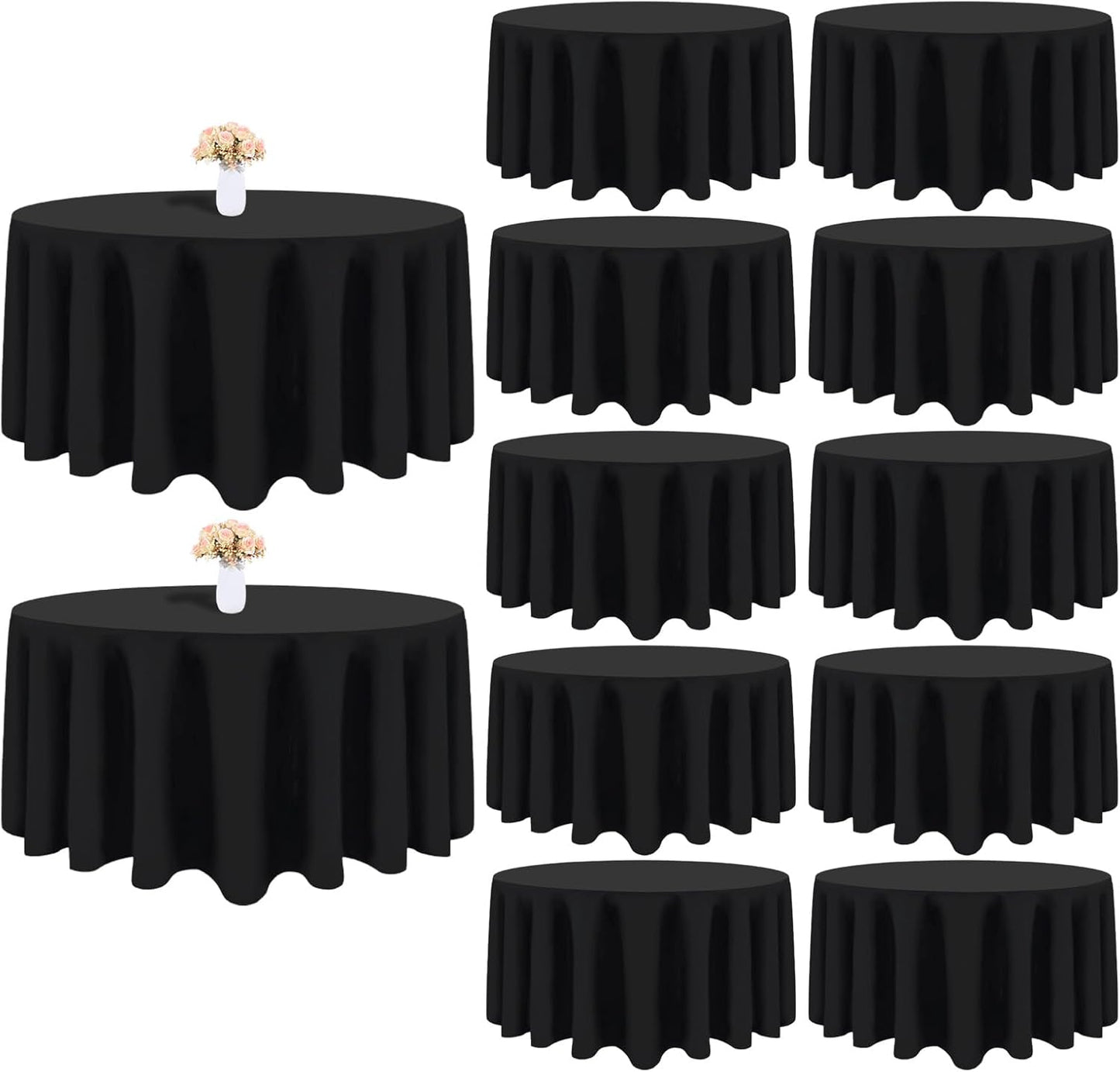 12 Pack Black Round Tablecloth 108 Inch Black Table Cloth Stain and Wr –  Nownjoy, image size:1445x1383